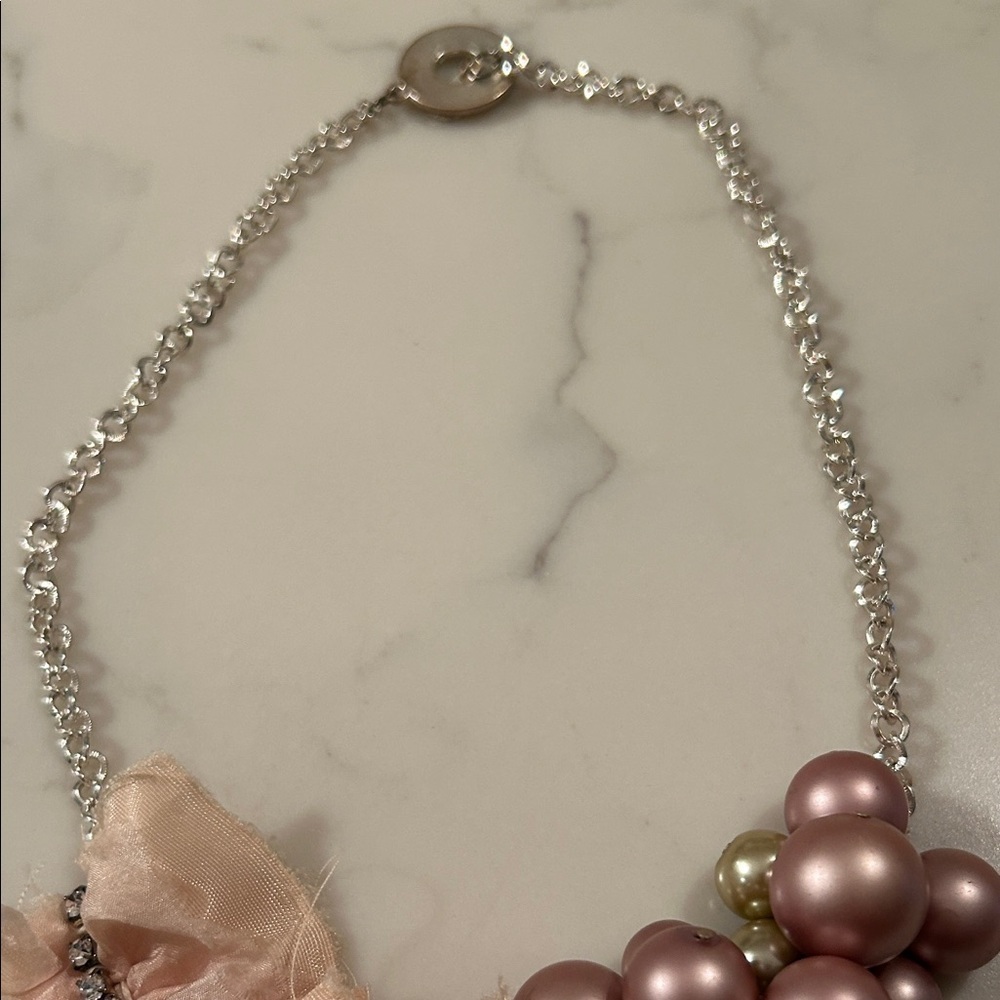 Elegant Pink and Silver Necklace - Picture 4 of 6